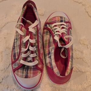 Coach Plaid Canvas Sneakers in Pink and Multicolor